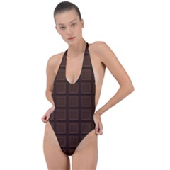 Chocolate Backless Halter One Piece Swimsuit by goljakoff