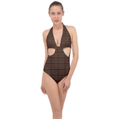 Milk Chocolate Halter Front Plunge Swimsuit by goljakoff