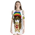  Rainbow Stoner Owl Shoulder Cutout Velvet One Piece View1