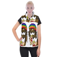  Rainbow Stoner Owl Women s Button Up Vest by IIPhotographyAndDesigns