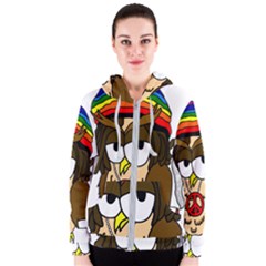  Rainbow Stoner Owl Women s Zipper Hoodie by IIPhotographyAndDesigns