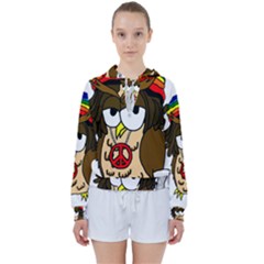  Rainbow Stoner Owl Women s Tie Up Sweat