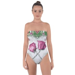 Love Ornament Design Tie Back One Piece Swimsuit