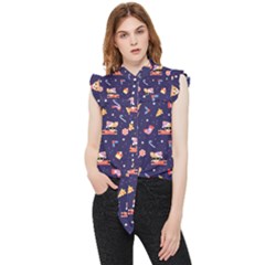 Cat Astro Love Frill Detail Shirt