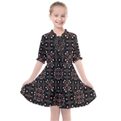 Dark Seamless Gemoetric Print Mosaic Kids  All Frills Chiffon Dress by dflcprintsclothing