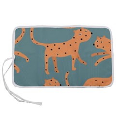 Vector Seamless Pattern With Cute Orange And  Cheetahs On The Blue Background  Tropical Animals Pen Storage Case (m) by EvgeniiaBychkova