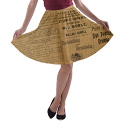 Antique Newspaper 1888 A-line Skater Skirt by ArtsyWishy