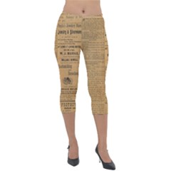 Antique Newspaper 1888 Lightweight Velour Capri Leggings  by ArtsyWishy