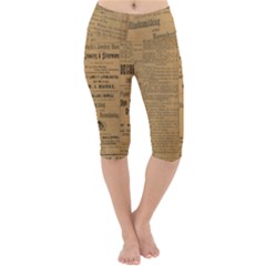 Antique Newspaper 1888 Lightweight Velour Cropped Yoga Leggings by ArtsyWishy