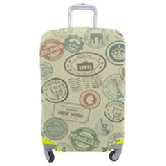 Beige Denim With Logos Luggage Cover (medium) by ArtsyWishy