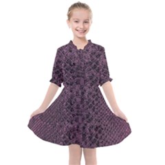 Purple Leather Snakeskin Design Kids  All Frills Chiffon Dress