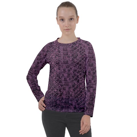 Purple Leather Snakeskin Design Women s Long Sleeve Raglan Tee by ArtsyWishy