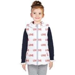 Flower Decorated Love Text Motif Print Pattern Kids  Hooded Puffer Vest by dflcprintsclothing