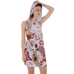 Red Floral Baatik Print Red Floral Baatik Print Racer Back Hoodie Dress by designsbymallika