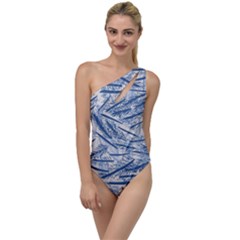 Jet Stream, Cerulean & Delft To One Side Swimsuit by Kettukas