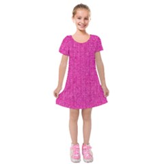 Pink Denim Design  Kids  Short Sleeve Velvet Dress by ArtsyWishy