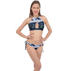 Blue Whales Dream Cross Front Halter Bikini Set by goljakoff