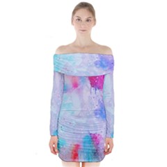 Rainbow Paint Long Sleeve Off Shoulder Dress by goljakoff