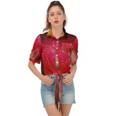 Red Galaxy Paint Tie Front Shirt  by goljakoff