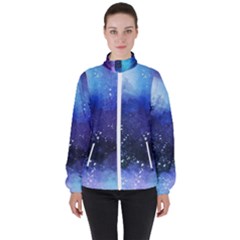 Blue Space Paint Women s High Neck Windbreaker by goljakoff