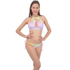 Rainbow Splashes Cross Front Halter Bikini Set by goljakoff