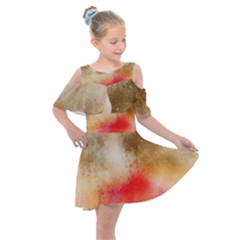 Golden Paint Kids  Shoulder Cutout Chiffon Dress by goljakoff