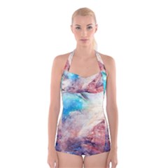 Galaxy Paint Boyleg Halter Swimsuit  by goljakoff