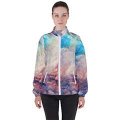 Galaxy Paint Women s High Neck Windbreaker by goljakoff