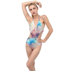 Galaxy Paint Plunging Cut Out Swimsuit by goljakoff