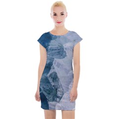 Blue Waves Cap Sleeve Bodycon Dress by goljakoff