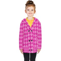 Pink Diamond Pattern Kids  Double Breasted Button Coat by ArtsyWishy