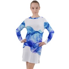 Blue Smoke Long Sleeve Hoodie Dress by goljakoff