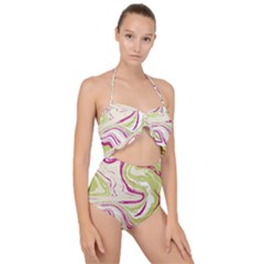 Vector Vivid Marble Pattern 6 Scallop Top Cut Out Swimsuit by goljakoff