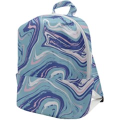 Blue Vivid Marble Pattern Zip Up Backpack by goljakoff