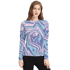 Blue Vivid Marble Pattern 10 Women s Long Sleeve Rash Guard by goljakoff