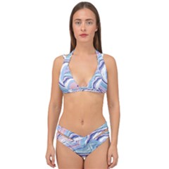 Rose And Blue Vivid Marble Pattern 11 Double Strap Halter Bikini Set by goljakoff