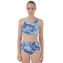 Blue Vivid Marble Pattern 12 Racer Back Bikini Set by goljakoff