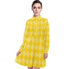 Yellow Diamonds Long Sleeve Chiffon Shirt Dress by ArtsyWishy