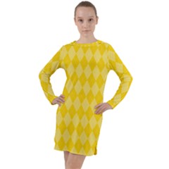 Yellow Diamonds Long Sleeve Hoodie Dress by ArtsyWishy