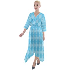 Baby Blue Design Quarter Sleeve Wrap Front Maxi Dress by ArtsyWishy