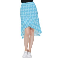 Baby Blue Design Frill Hi Low Chiffon Skirt by ArtsyWishy