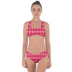 Red Diamonds Criss Cross Bikini Set by ArtsyWishy