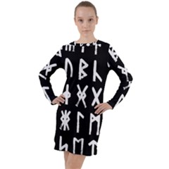 The Anglo Saxon Futhorc Collected Inverted Long Sleeve Hoodie Dress by WetdryvacsLair