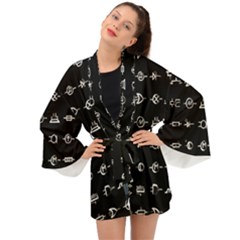 Electrical Symbols Callgraphy Short Run Inverted Long Sleeve Kimono