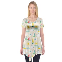 Ships Pattern Love Short Sleeve Tunic  by designsbymallika