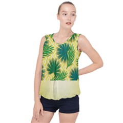 Yellow Tropical Pattern Bubble Hem Chiffon Tank Top by designsbymallika