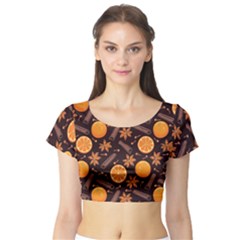 Cinnamom Love Short Sleeve Crop Top by designsbymallika