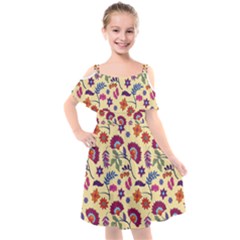 Pretty Ethnic Flowers Kids  Cut Out Shoulders Chiffon Dress by designsbymallika