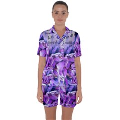 La Vie Est Belle No 2 Satin Short Sleeve Pajamas Set by sfbijiart