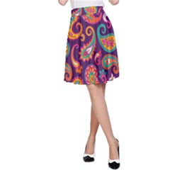 Paisley Purple A-line Skirt by designsbymallika